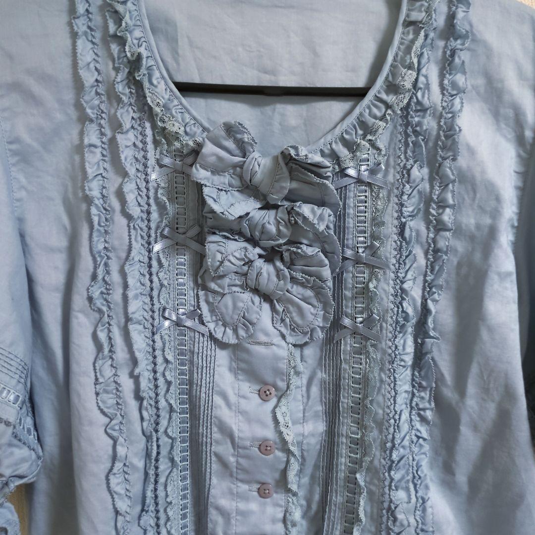 PINK HOUSE ピンクハウス　ブラウス　くすみブルー