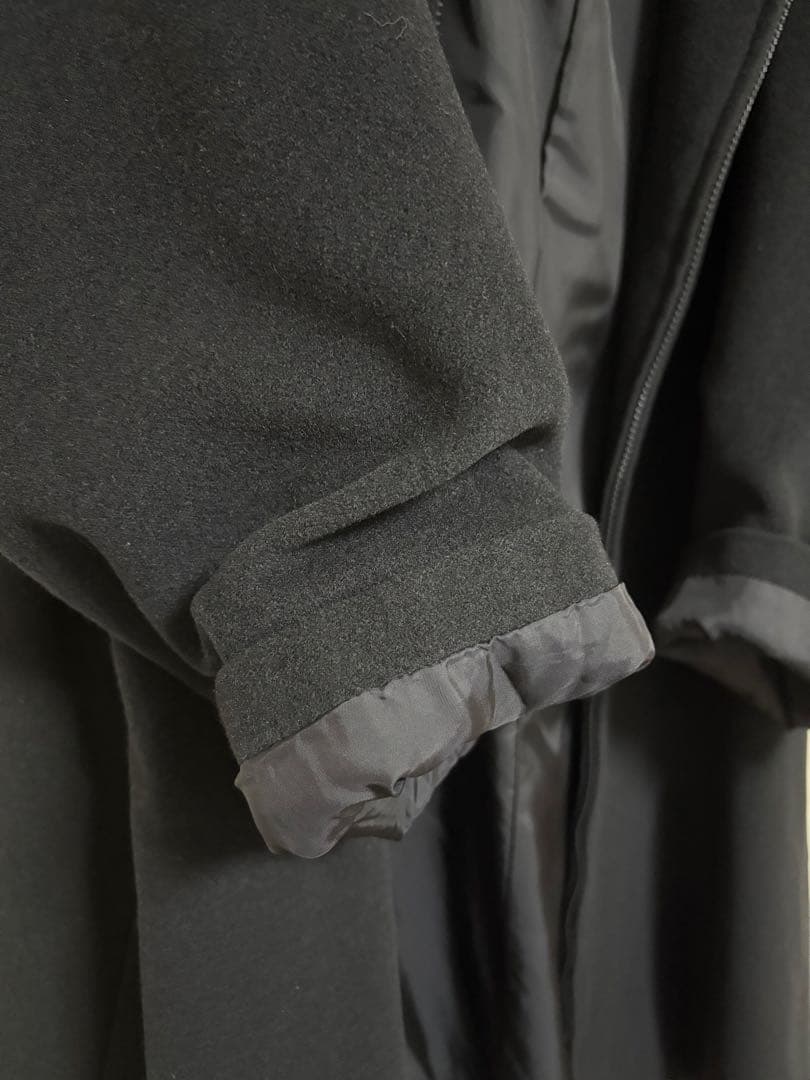 Y’s ウール　アンゴラ混　ダブルジップコート　黒