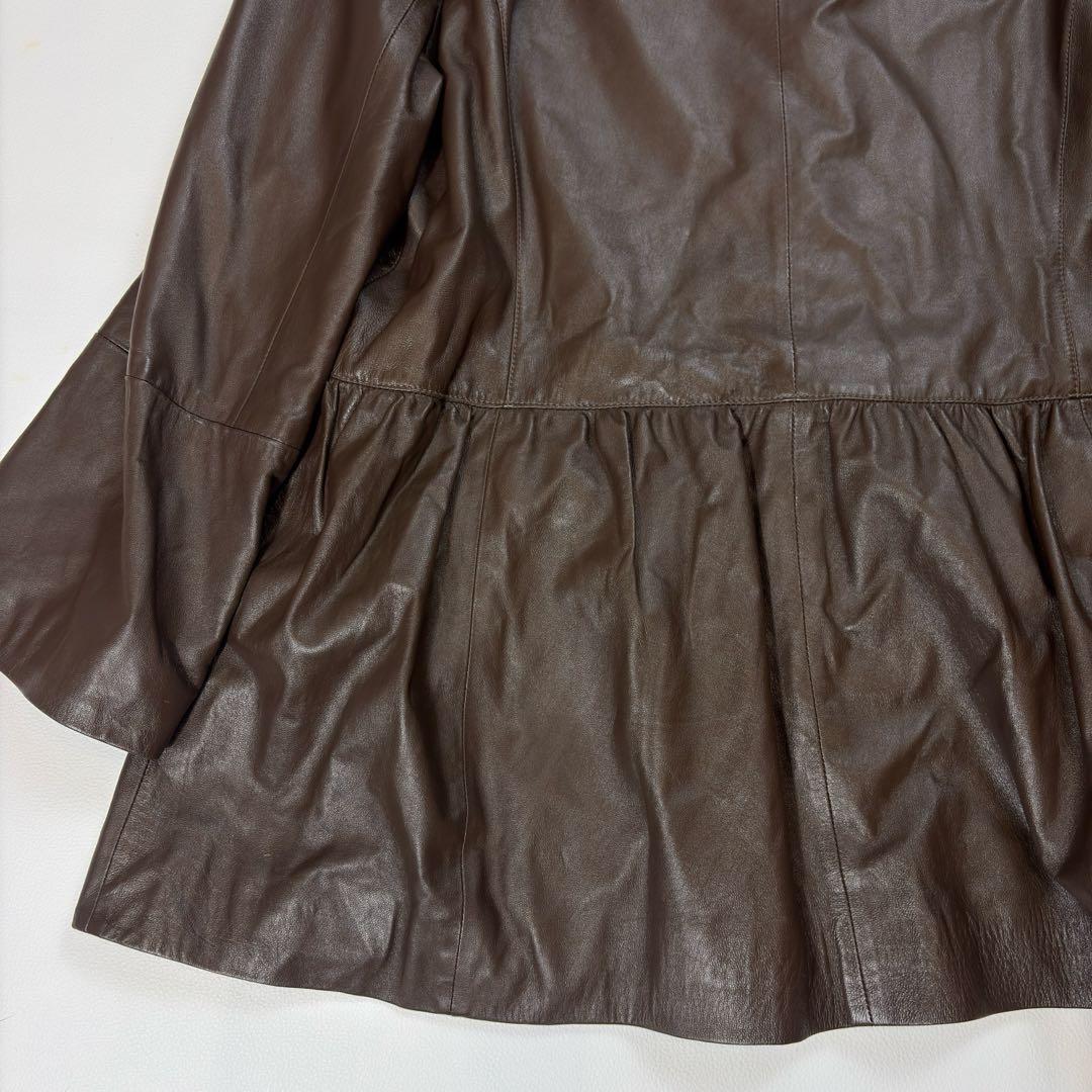 バルマン 羊革 2way レザーコート 毛皮 フォックス ラム フードファー L