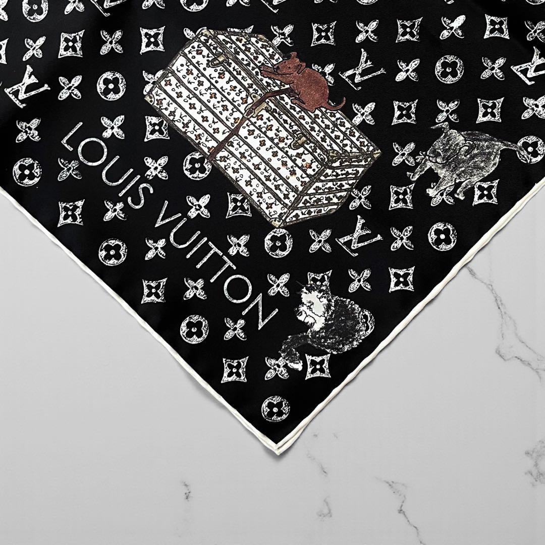 未使用品 ルイヴィトン カレ90 キャットグラム ブラック モノグラム スカーフ