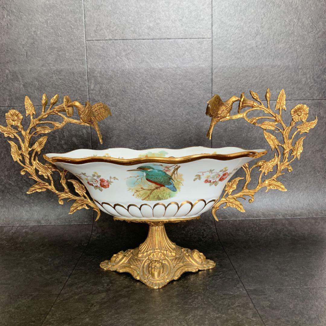 スペイン　bronpor社　金彩　陶器バスケット　皿