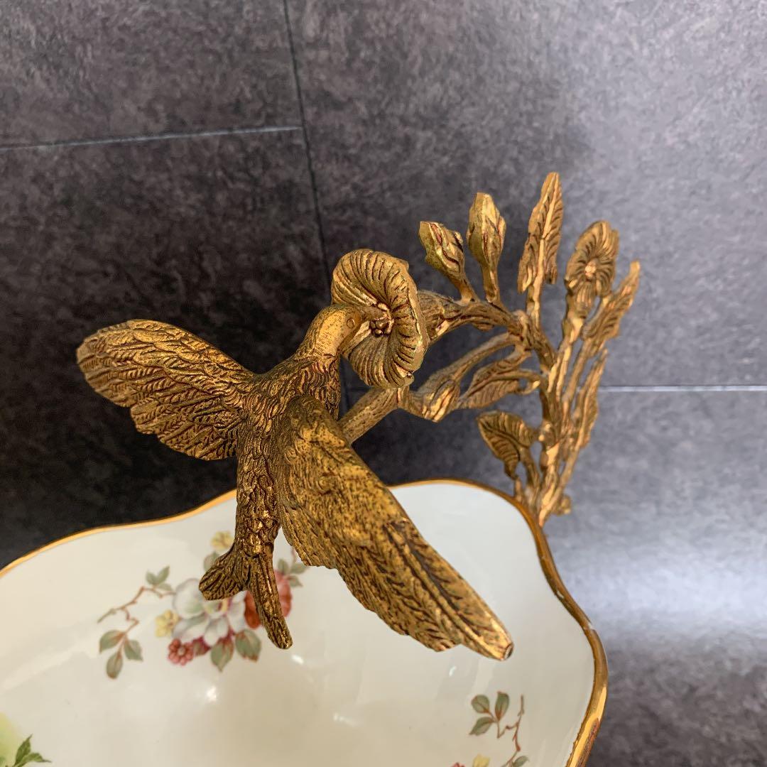 スペイン　bronpor社　金彩　陶器バスケット　皿