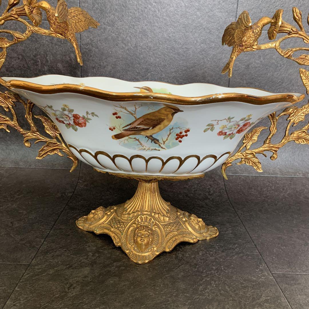 スペイン　bronpor社　金彩　陶器バスケット　皿