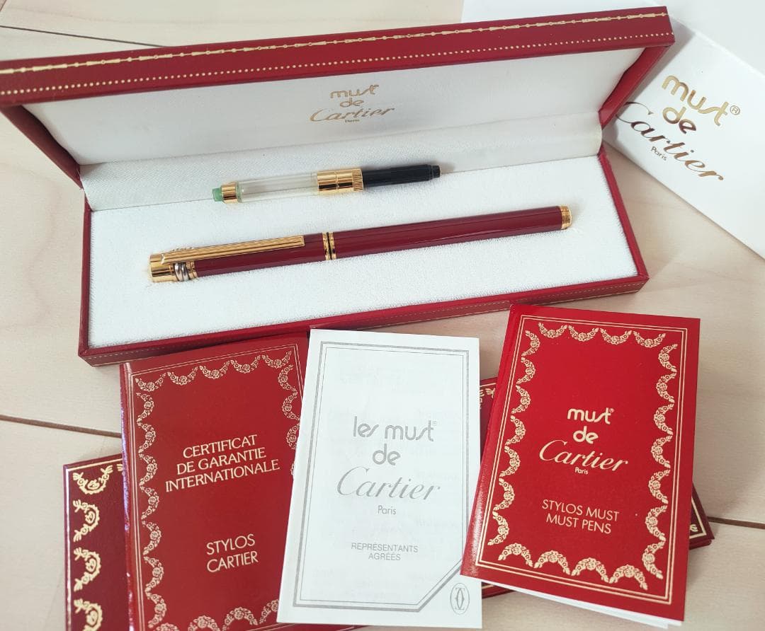 希少 Cartier カルティエ 万年筆 18K 750トリニティ ボルドー