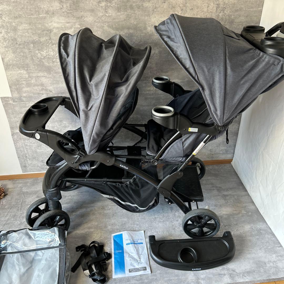 KATOJI カトージ 2人でゴーDX 2人乗りベビーカー レインカバー付