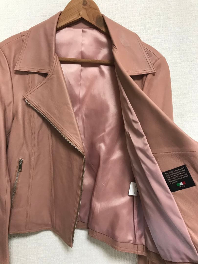未使用品★本革レザーライダースジャケット★革ジャン★ピンク系