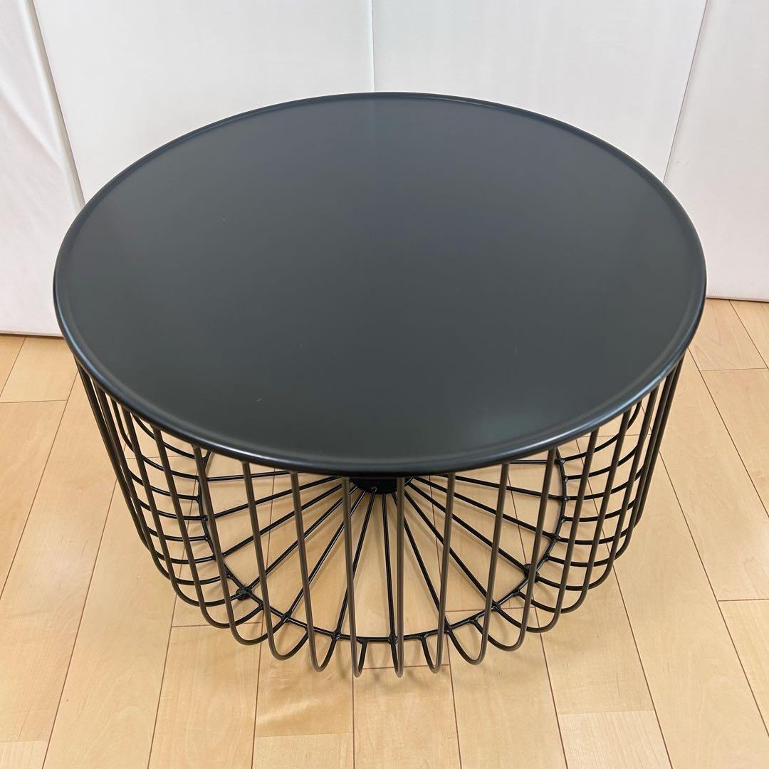 コーヒーテーブル　オールアイアン　丸型　ブラック　カウチテーブル　アンティーク