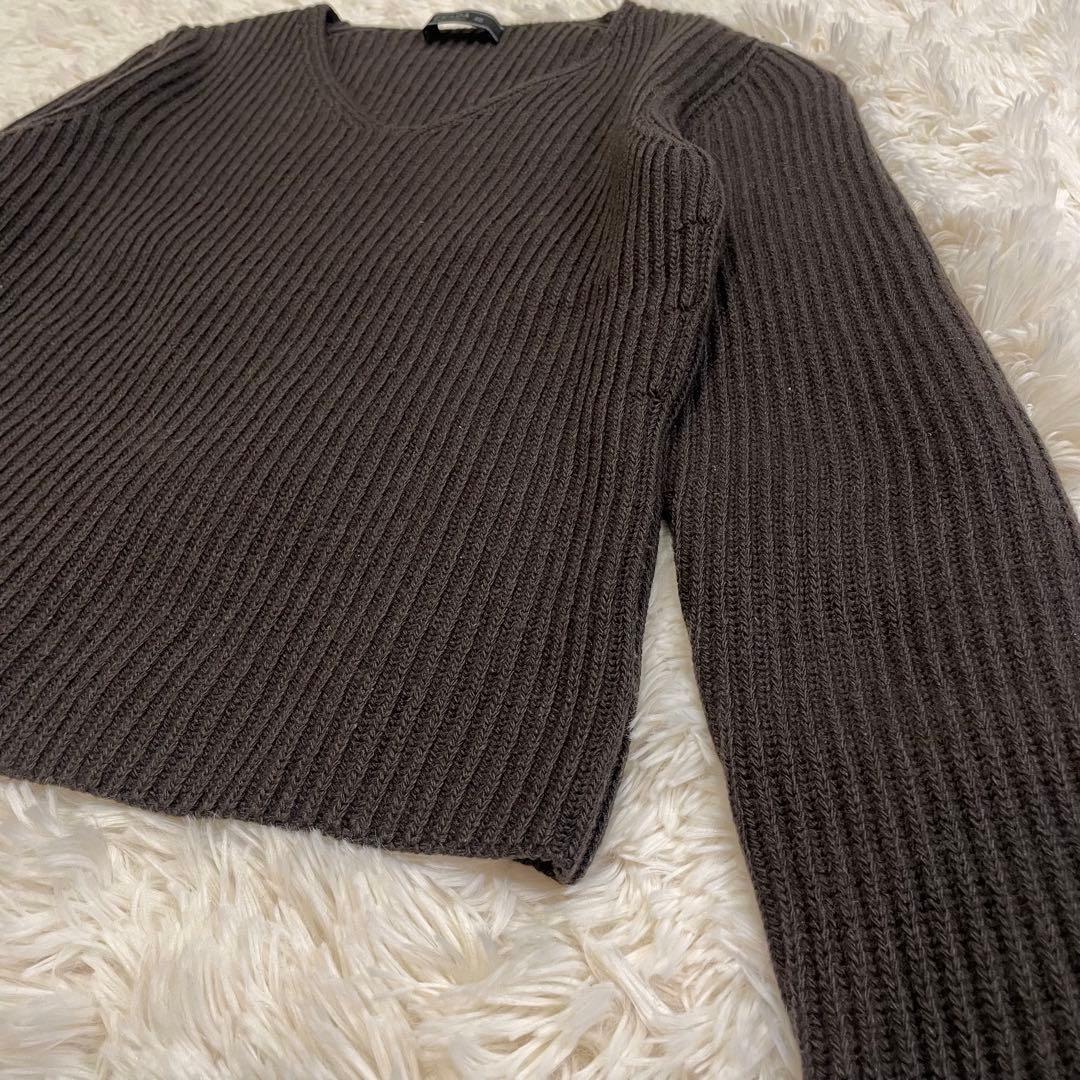 PRADA カシミヤ混 Vネック リブニット セーター ブラウン サイズ40