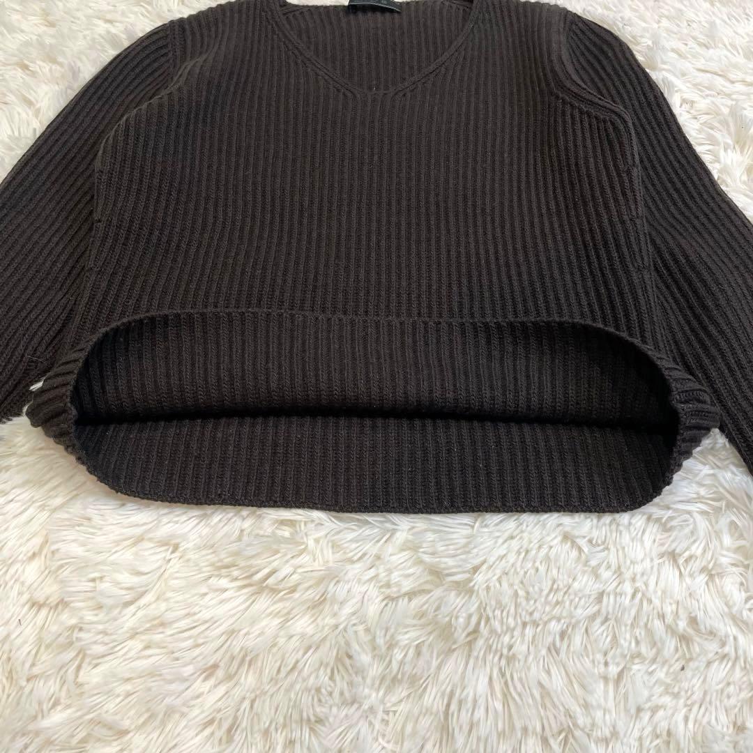 PRADA カシミヤ混 Vネック リブニット セーター ブラウン サイズ40