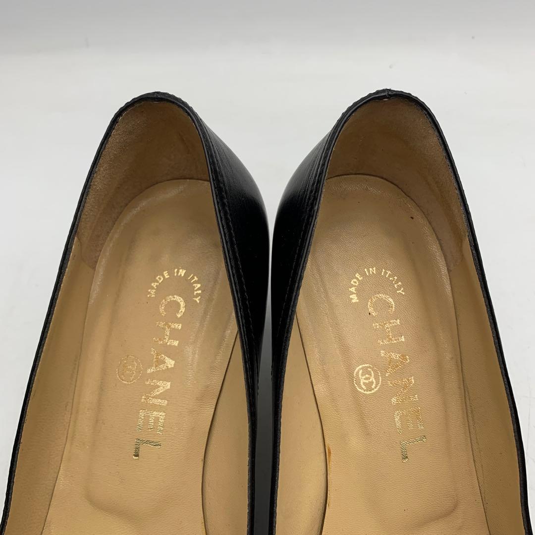 X326 シャネル パンプス 37 約23.5cm ブラック