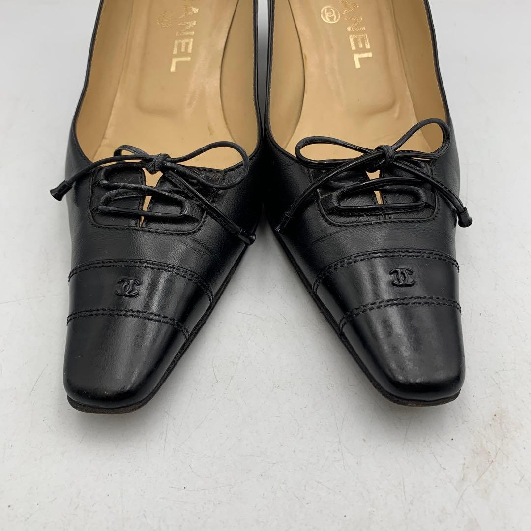X326 シャネル パンプス 37 約23.5cm ブラック