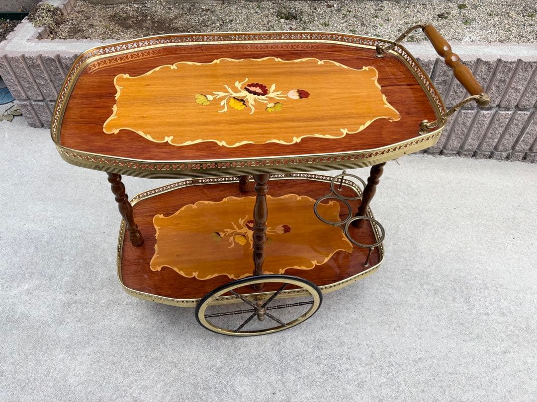 象嵌 ティーカート キッチンワゴン アンティーク 高級クラシック