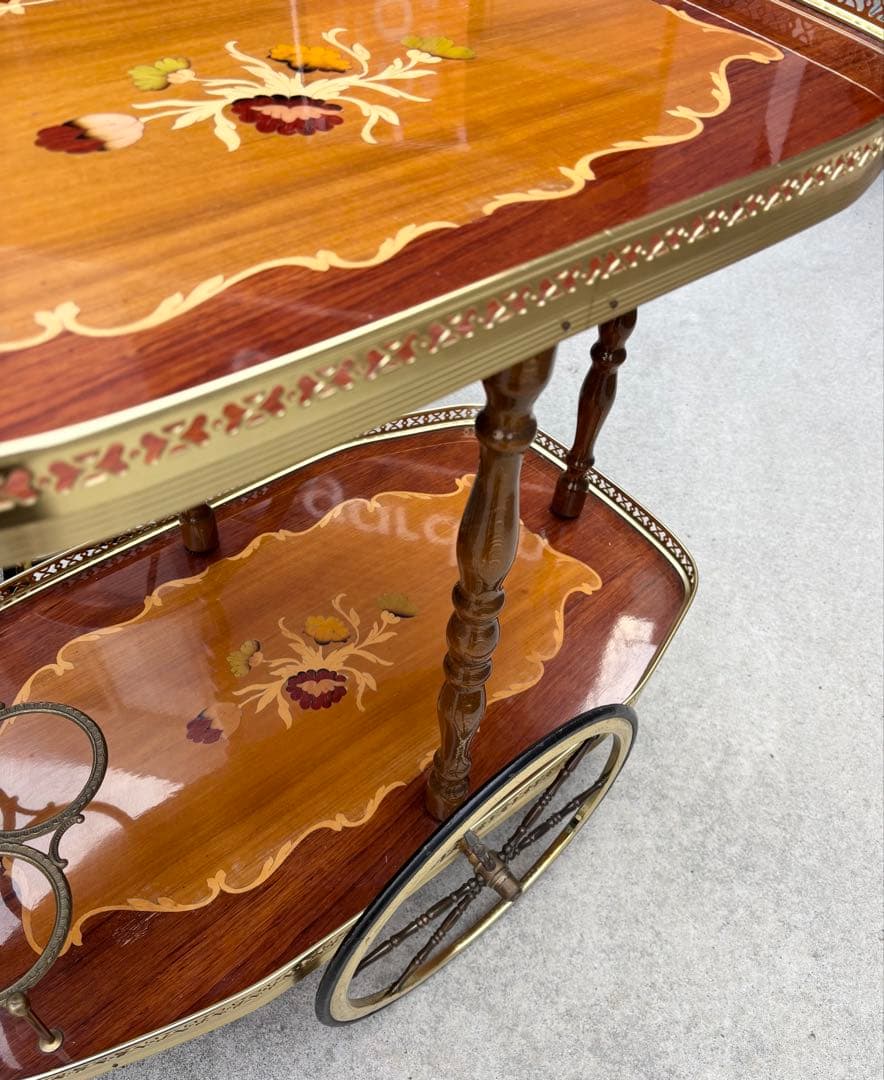 象嵌 ティーカート キッチンワゴン アンティーク 高級クラシック