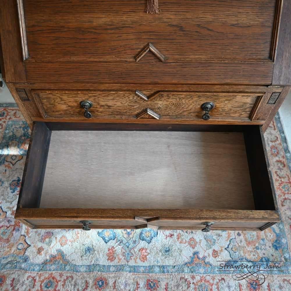 L3710-24 英国アンティーク オーク ライティングビューロ デスク 勉強机