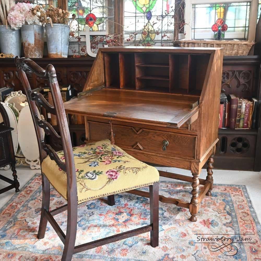 L3710-24 英国アンティーク オーク ライティングビューロ デスク 勉強机