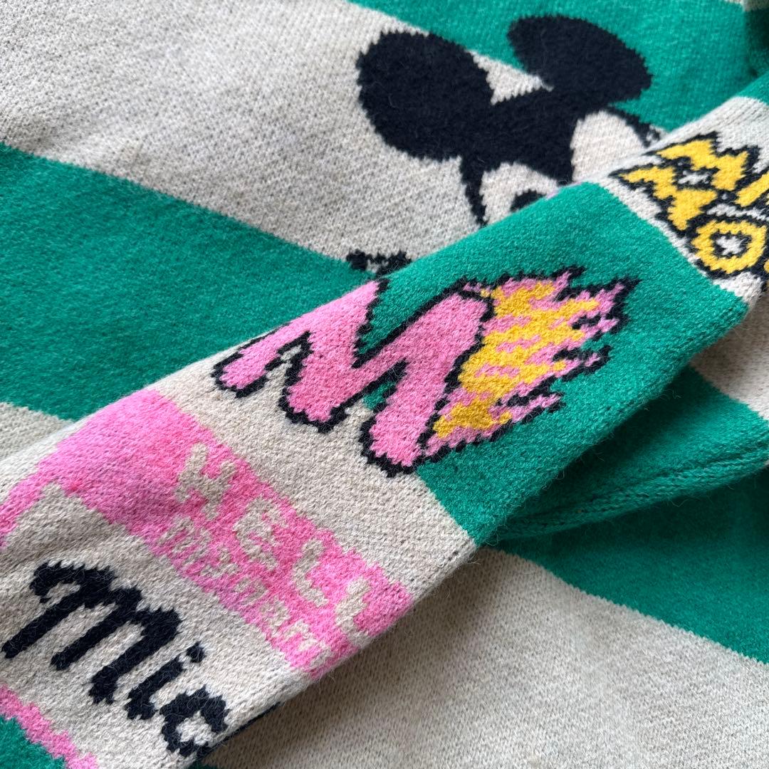 ディズニー ミッキー ハーフボタン ボーダーニット　LINK@/リンクアット