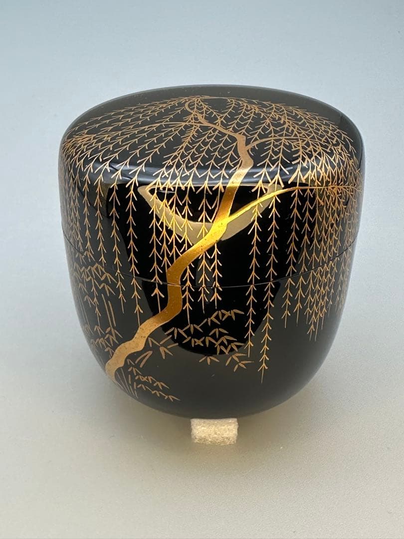 茶道具　棗　中村宗悦　柳竹に鶯