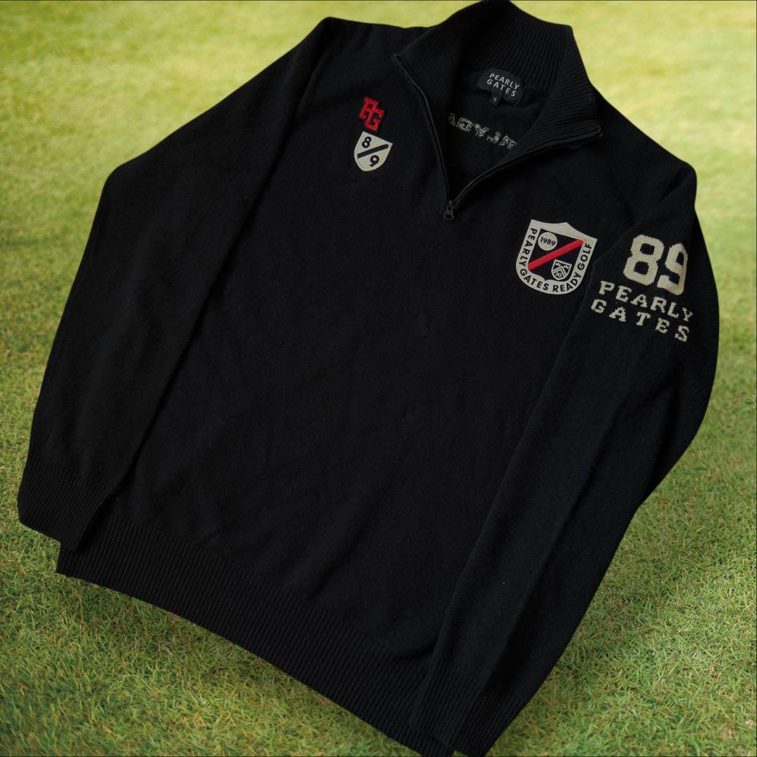 カシミヤ素材　パーリーゲイツ　ニット　紺　M〜L相当　ハーフジップ　セーター　5