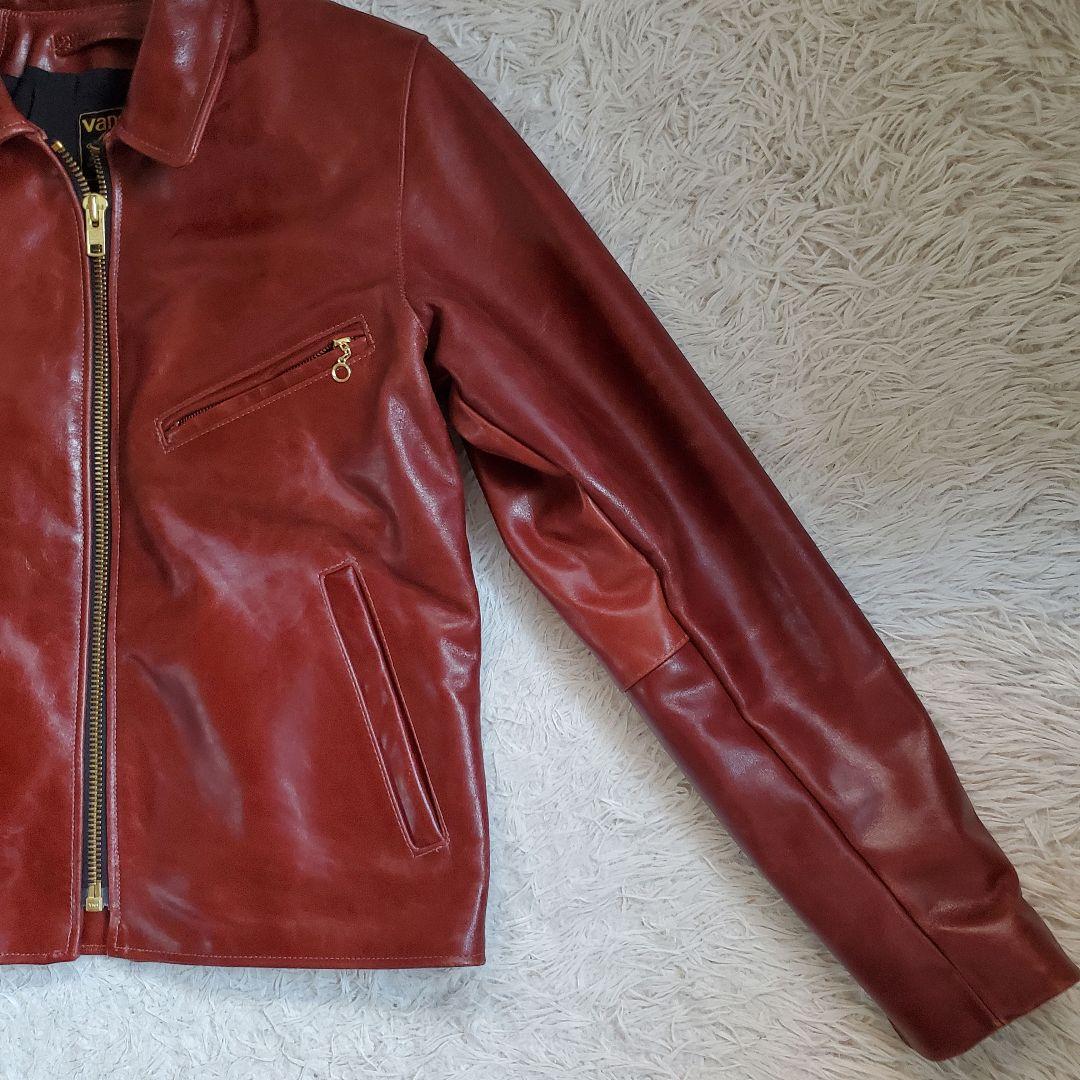 極美品 VANSON シングルライダース バックプリント スカル 40