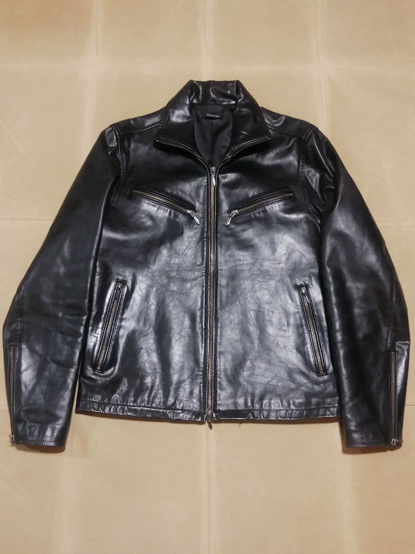 美品 SCHAFFEN Lサイズ 馬革 シングルライダース 襟付き