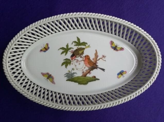 ★　ヘレンド　ビンテージ　ロスチャイルドバード　バスケット　オーバル型