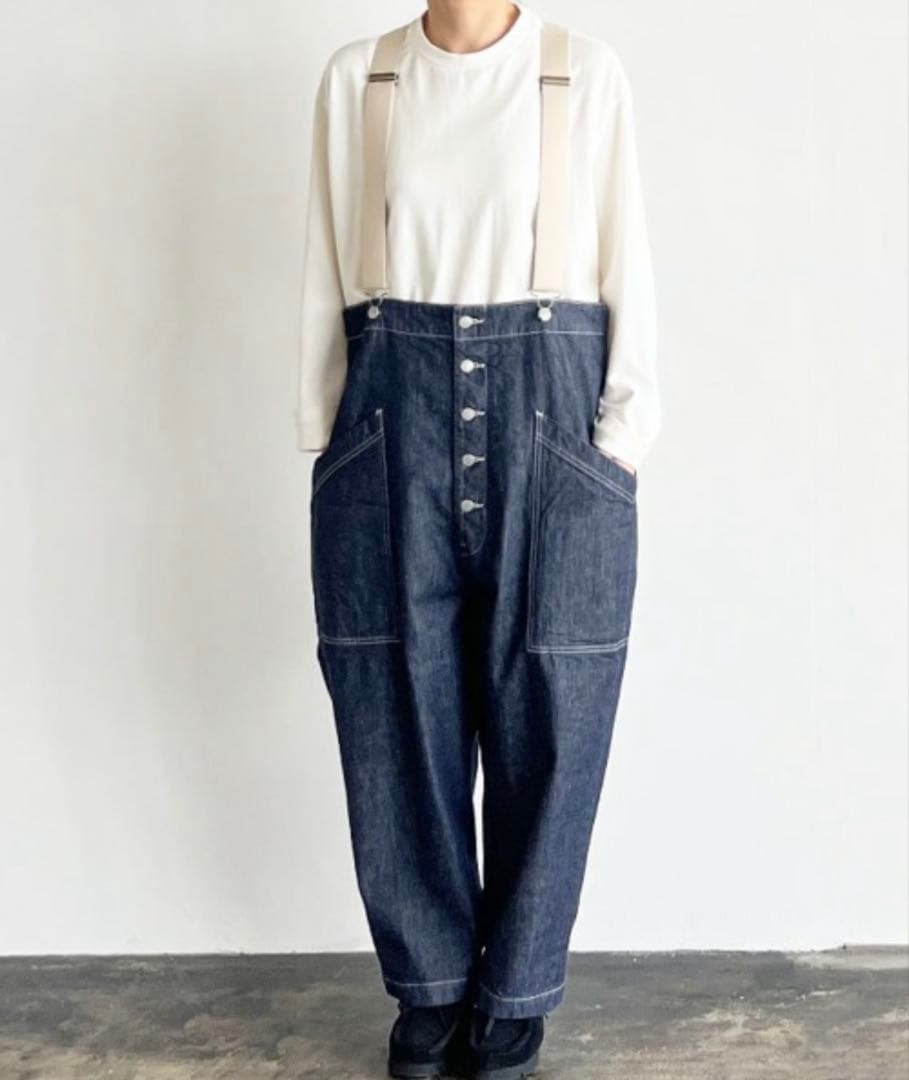 HARVESTY デニムサスペンダーパンツ