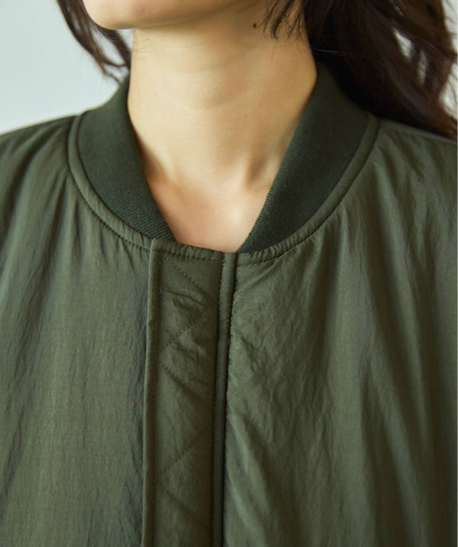 Libra Cue 中綿ロングコート オリーブ バルーン袖 防寒 フリー