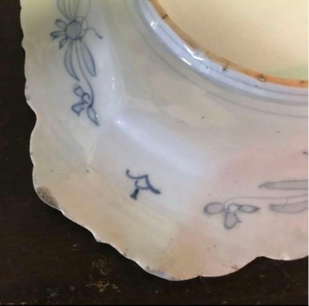 染付　陶器　当時物　盛り皿　染付の絵柄が美しい　年代物