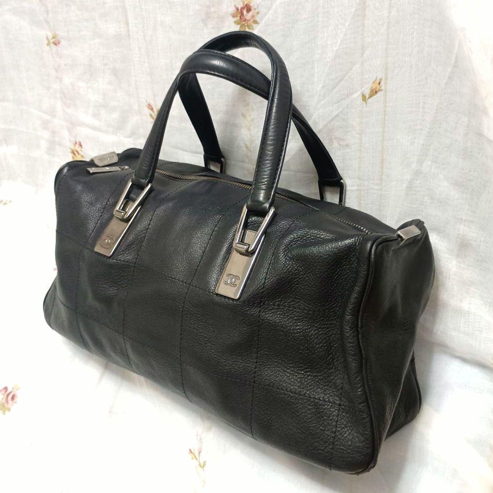 CHANEL シャネル ボストンバッグ✨️チョコバー✨️ブラックレザー✨️専用袋