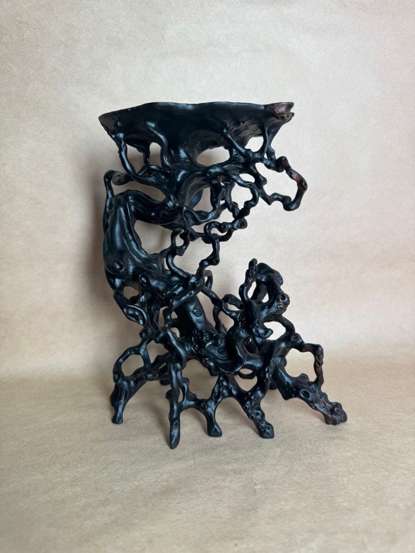 根卓・天然木・繊細彫・黒檀・縞黒檀・雑木・ 盆栽卓・無垢材・花台・小品盆栽