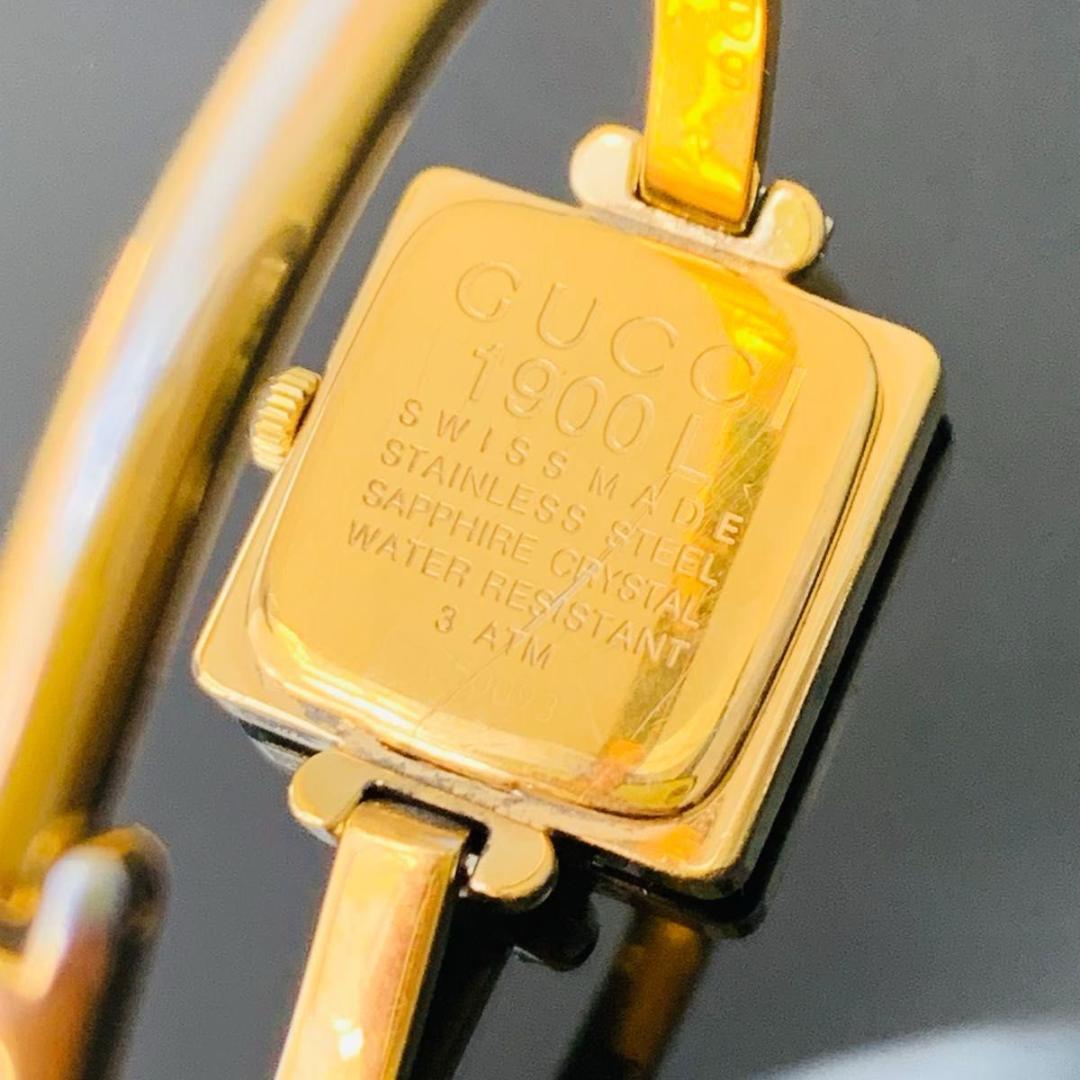 稼働品 グッチ ゴールド ブレスレット バングル ウォッチ 1900l 腕時計