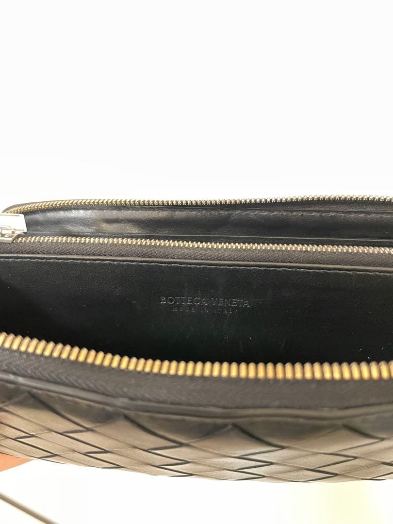 ボッテガヴェネタ イントレチャートジップアラウンドウォレット ブラック 長財布
