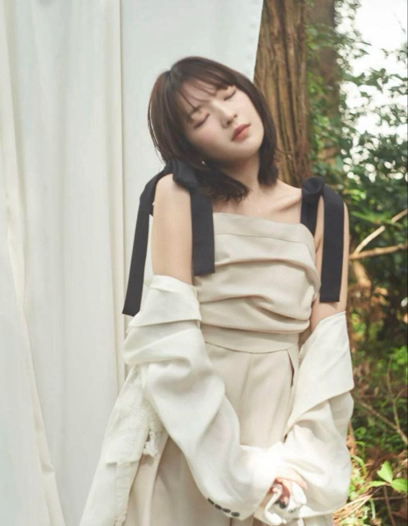 Andequal リボンショルダーコンビネゾン