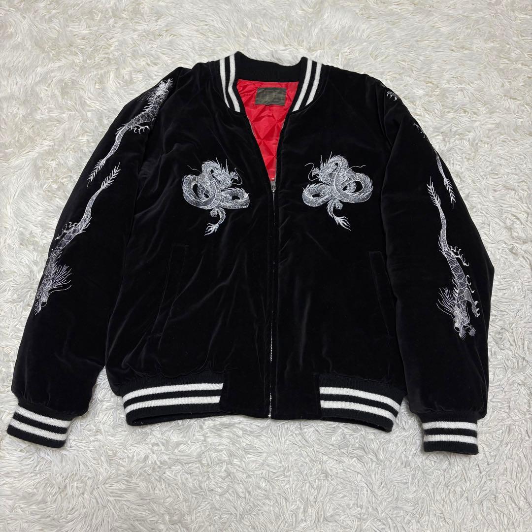 TT 様 TDR 龍 刺繍スカジャン ベロア 別珍 ブラック M
