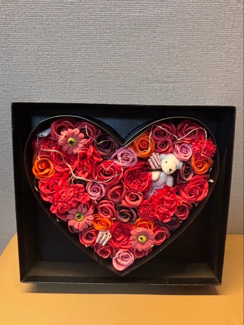 ハート型造花アレンジメント LEDライト付き★プロポーズ★結婚式