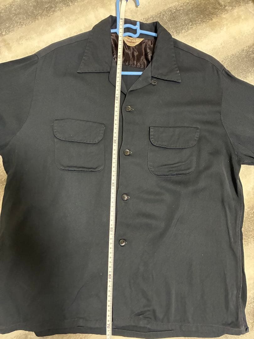 1950s towncraft タウンクラフト ブラック レーヨンギャバシャツ