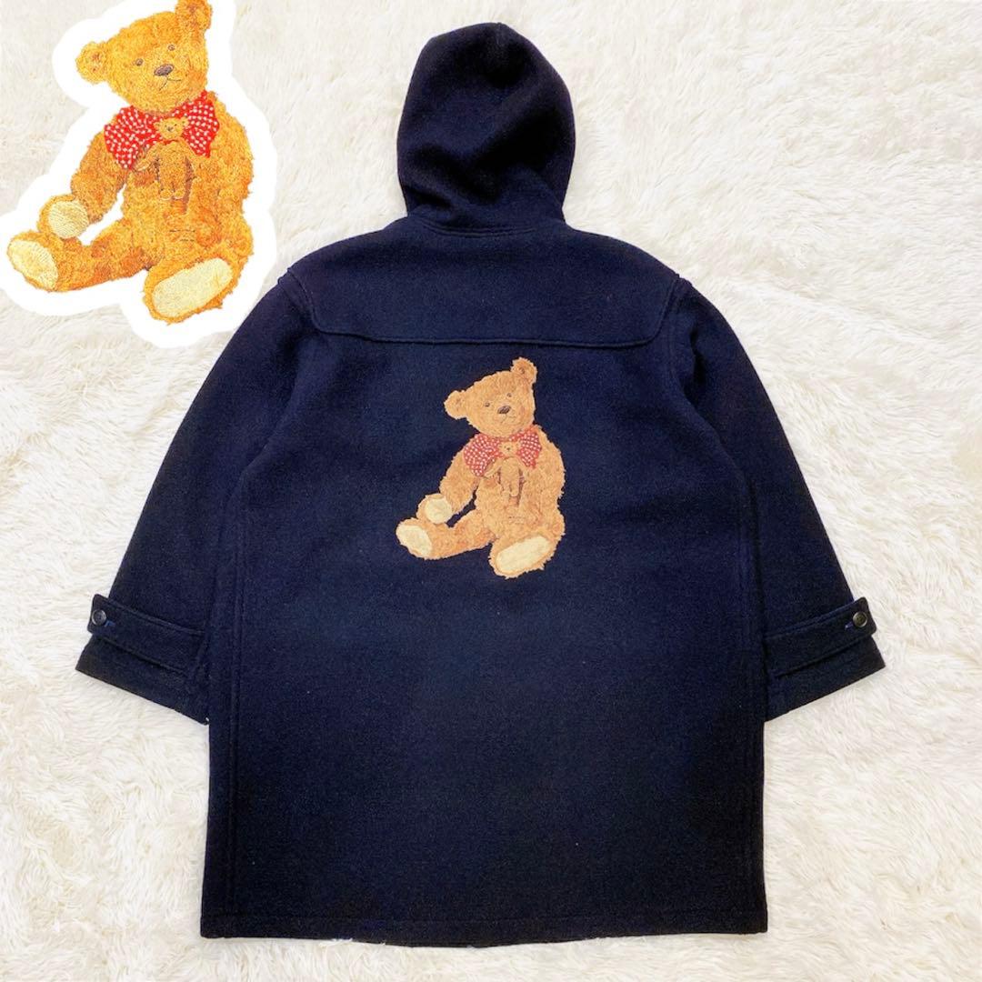 【美品】ワンダフルワールド　カネコイサオ　クマ刺繍ダッフルコート　ネイビー
