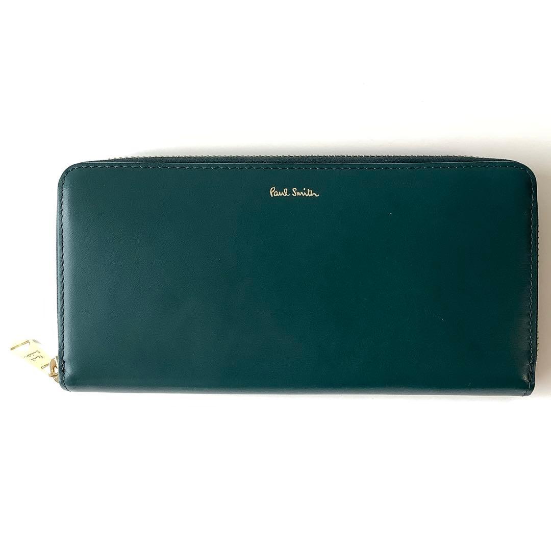 新品★ポールスミス★インテリアシグネチャーストライプラウンドファスナー長財布★緑