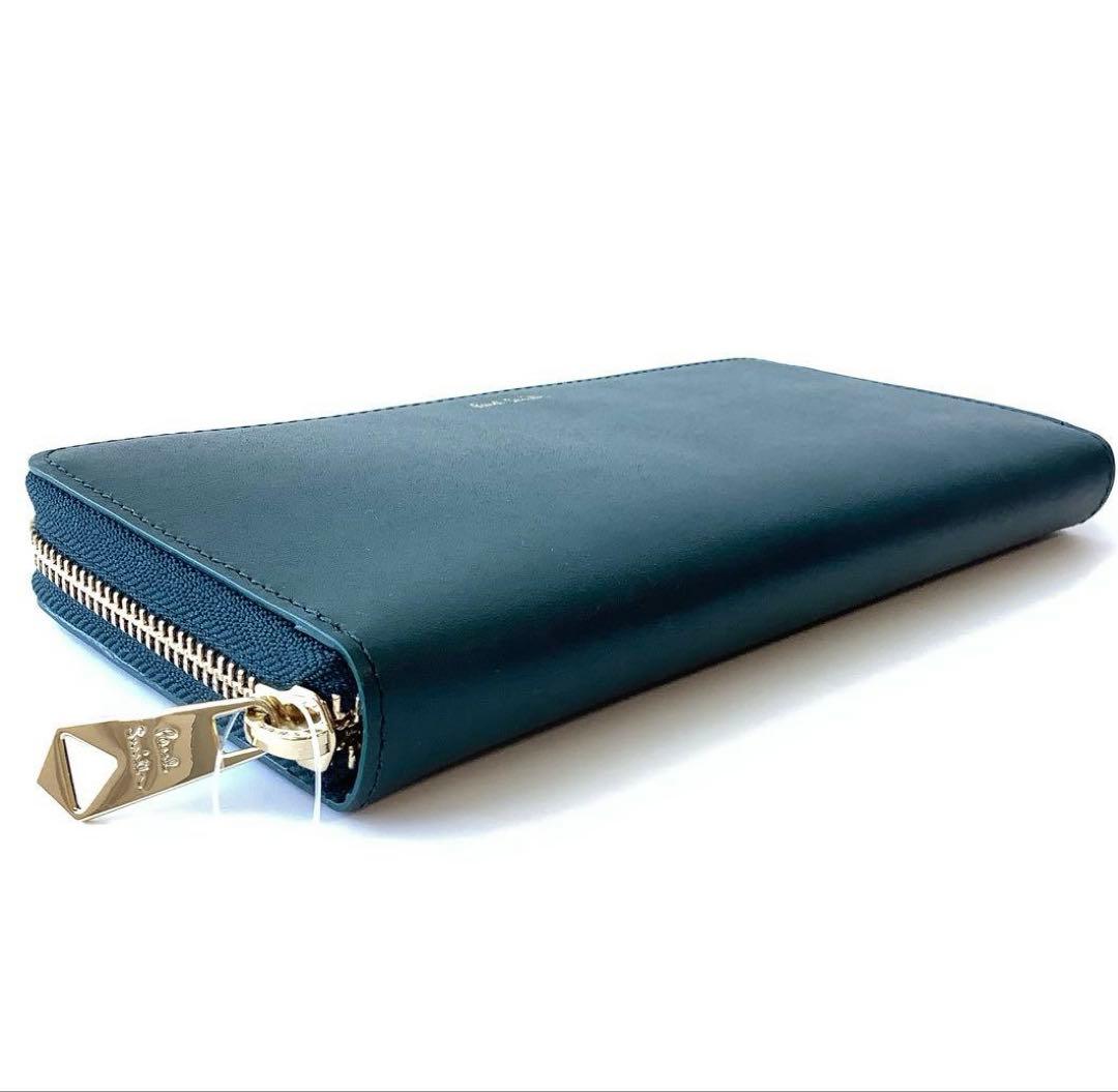 新品★ポールスミス★インテリアシグネチャーストライプラウンドファスナー長財布★緑