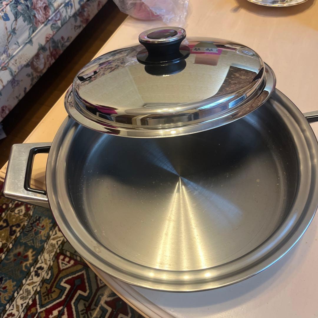 未使用ステンレス製 両手鍋