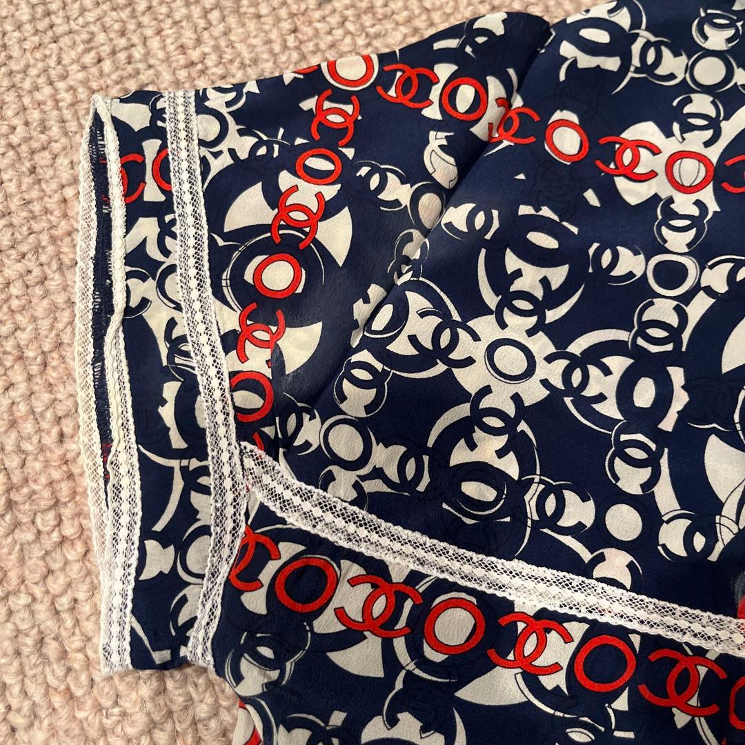 CHANEL 半袖シャツ ネイビー柄　42