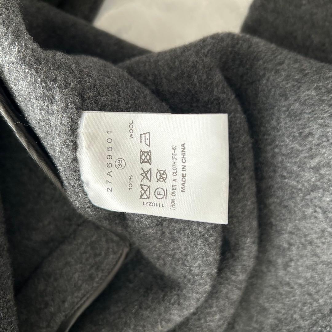 25AW♡【ルシェルブルー】フード付き ダブルフェイスロングコート グレー 36