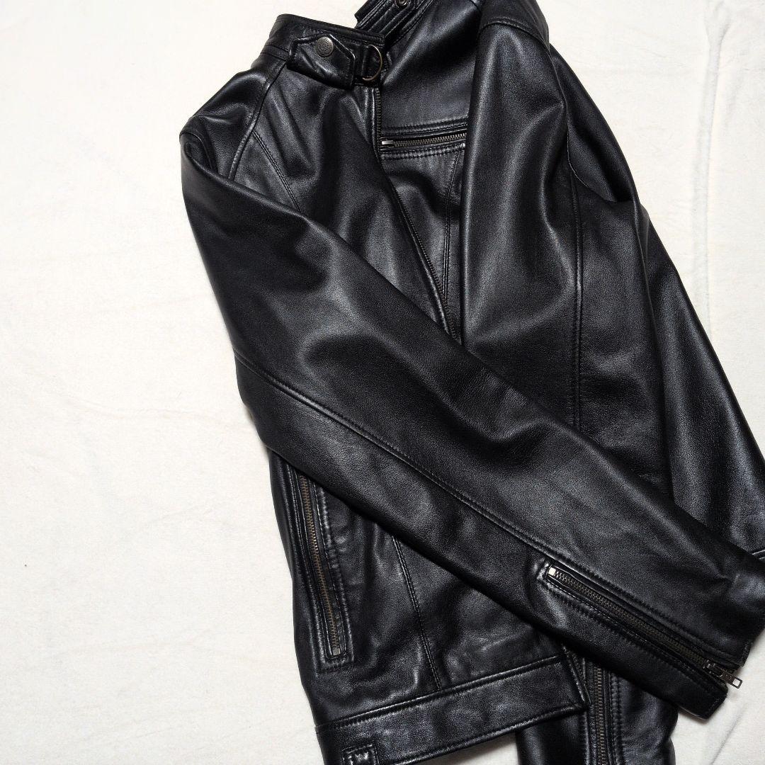 美品！羊革！ブラックレザーシングルライダースジャケット　リュウグーレイザース！