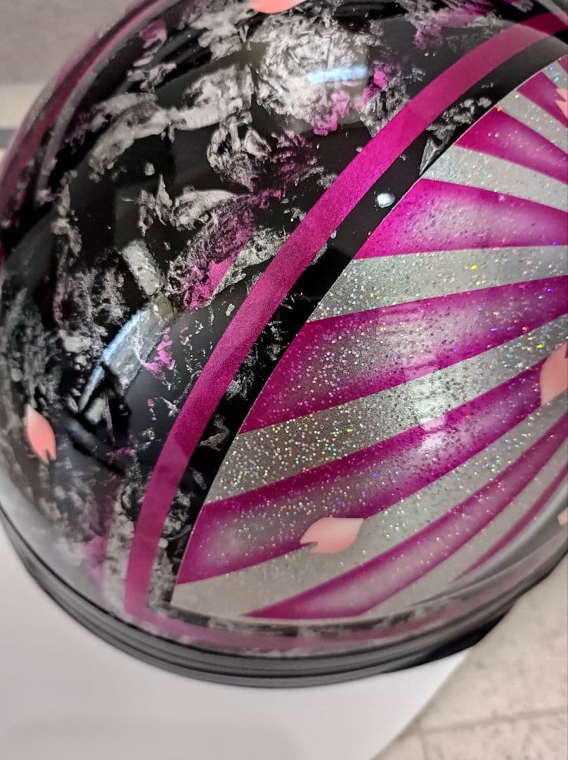 カスタムコルク半　黒ラップ✘Candyピンク富士日章　七色ラメ