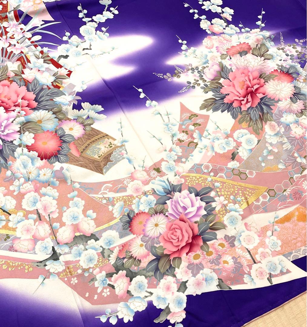 振袖 青紫 束ね熨斗