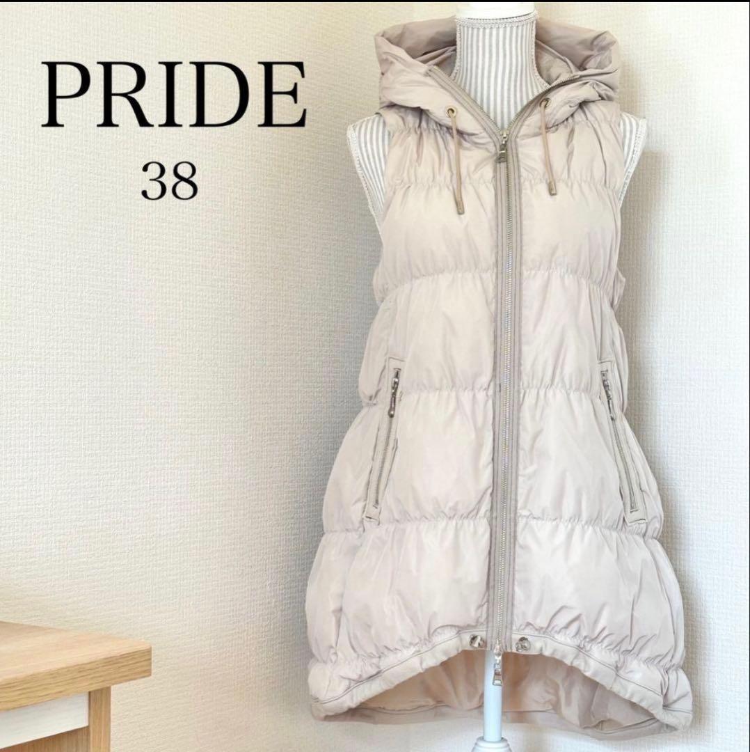 PRIDE プライド ロング ダウンベスト 38 レディース ライトベージュ