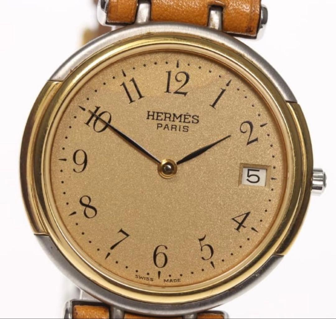 雰囲気抜粋！エルメス ウィンザー メンズ SS×GP/純正革 クォーツ