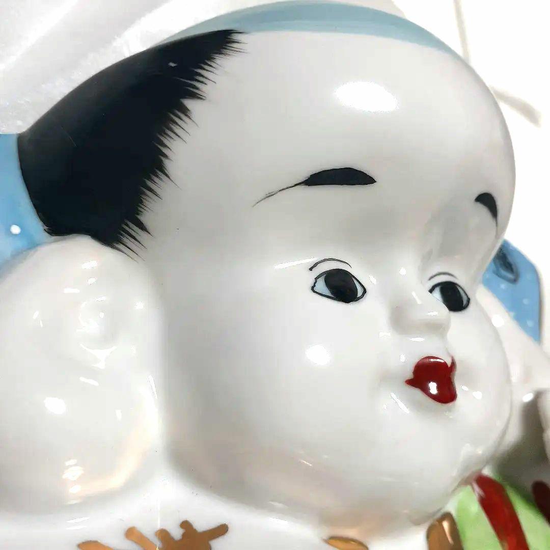 030【瀬戸焼】赤絵古式福助　開運招福　商売繁盛　陶磁器　昭和レトロ 日本製