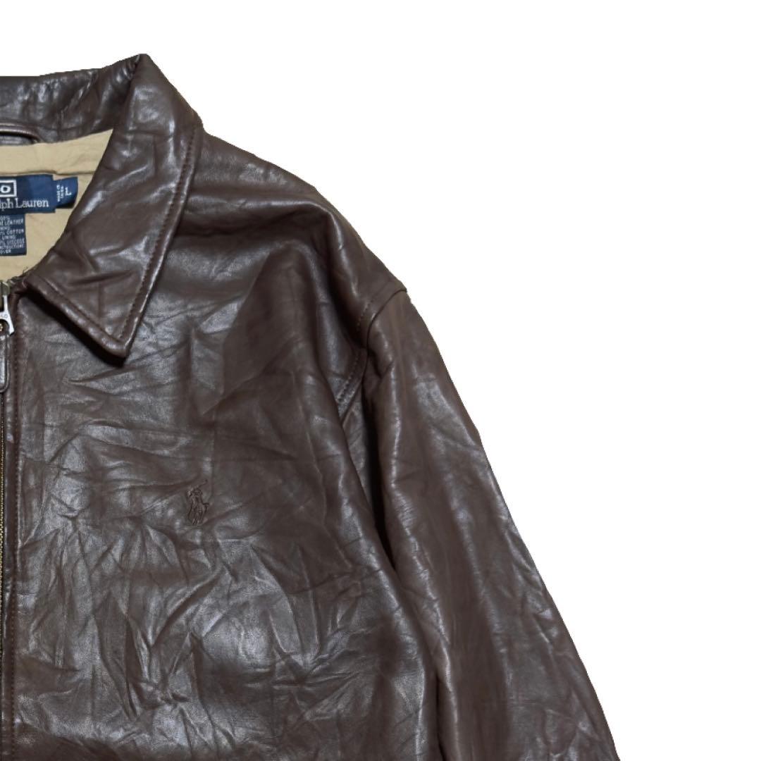 90s 希少 ポロ ラルフ ラムレザー スウィングトップ アメカジ トラッド