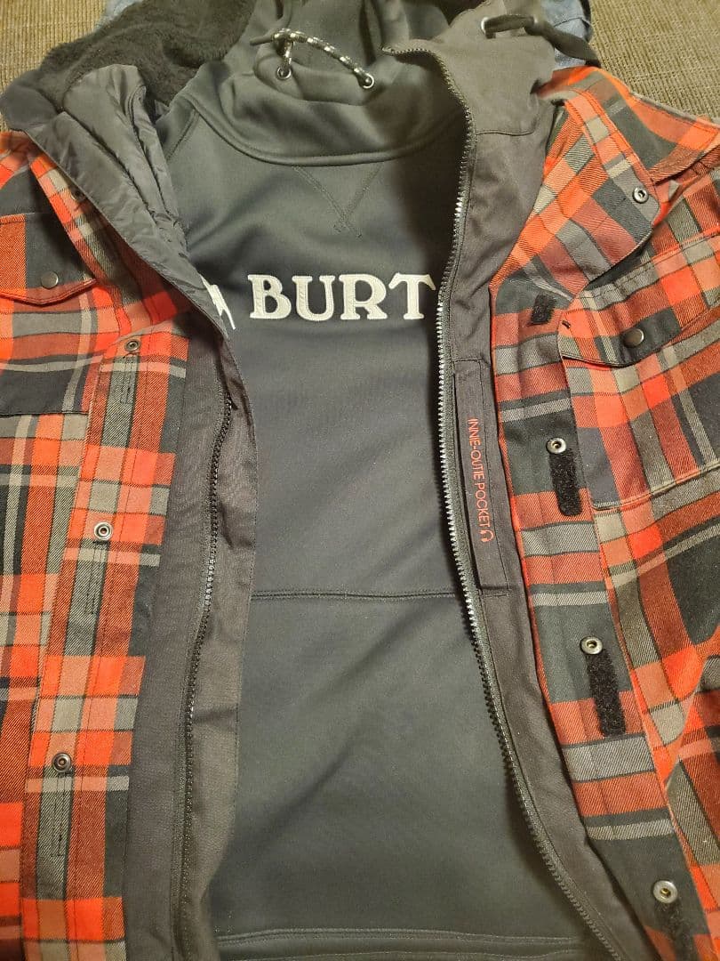 686　バートン　 上下 ３点セット　チェック　デニム柄　パーカー　スノーボード